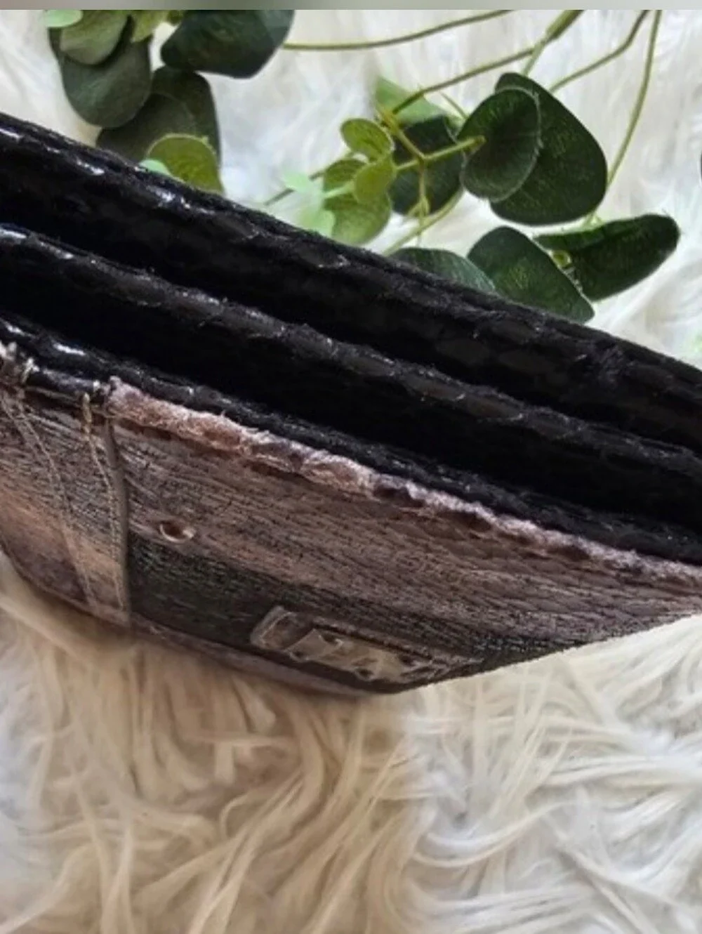 Nine West Snake-Print Wallet in Black and Brown-Tan